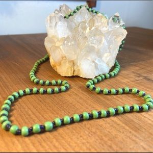 Vintage 1990s Green Plastic Beaded Hippie Necklace